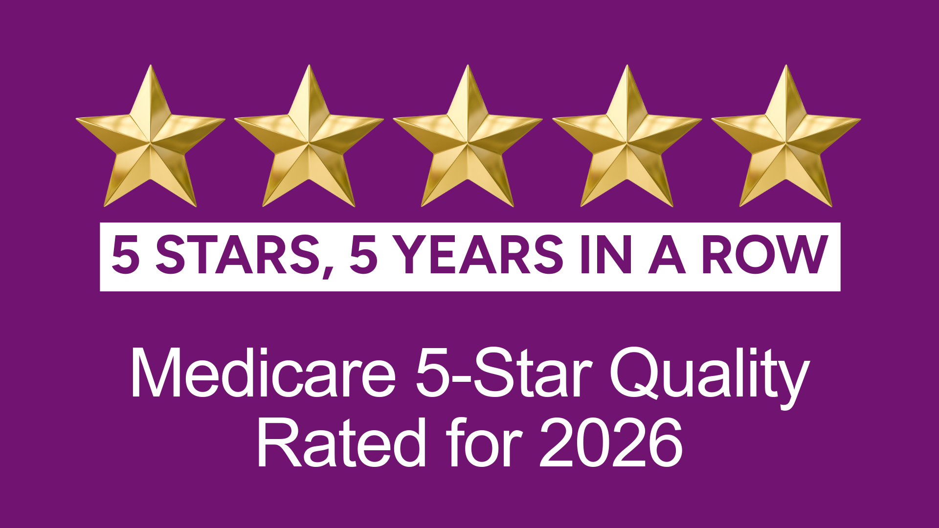 5 Stars. 5 Years. One Standard: Excellence